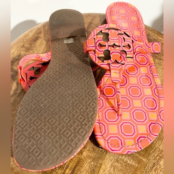 Tory Burch Patent Miller Sandal Vivid Orange Octagon Square 11 - Picture 3 of 9